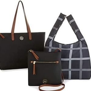 Leather tote, crossbody bag, and shopper tote set